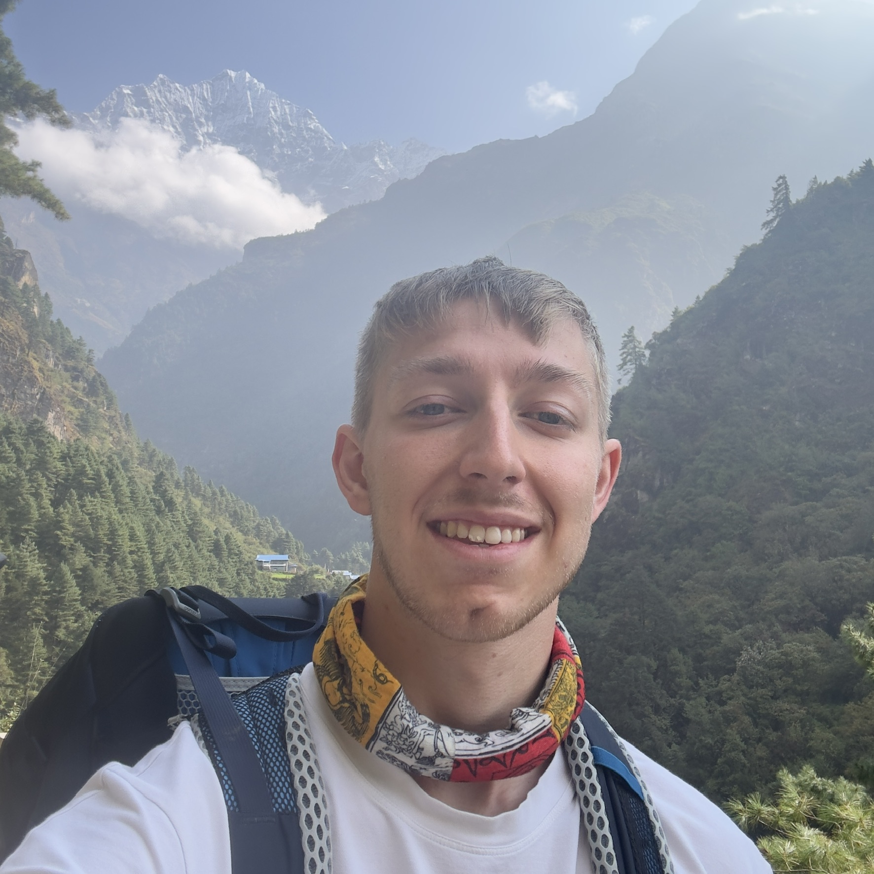 Dan smiling on a trail in the Khumbu Valley, Nepal