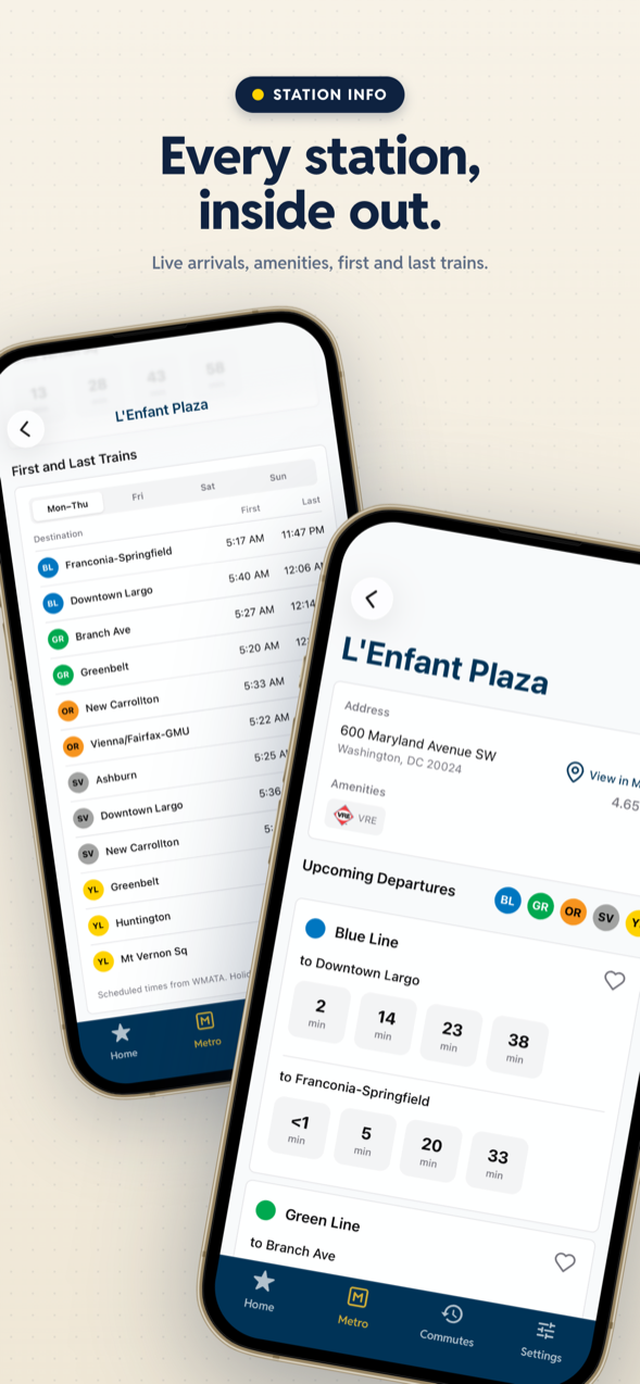 Every station, inside out — live arrivals, amenities, and first and last train times