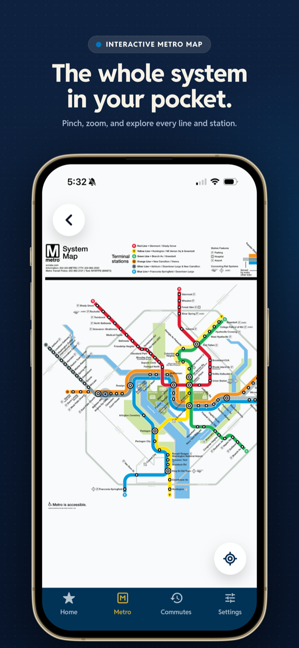 The whole metro system in your pocket — pinch, zoom, and explore every line and station
